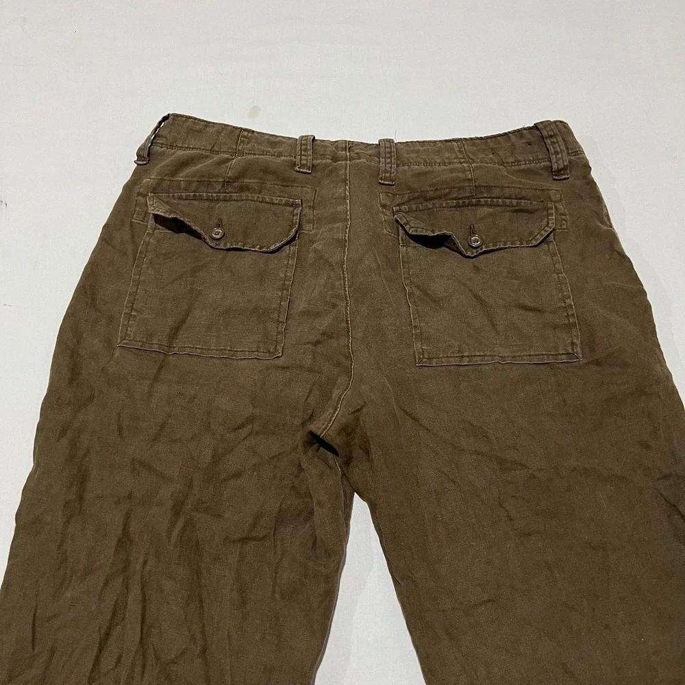 Banana Republic Mens Brown Pure Linen Comfort Relaxed Wide Leg Pants 34x30